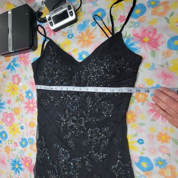 Sue Wong Nocturne Black Beaded Sequin Floral Long Evening Gown Size 8 Formal - Picture 17 of 17